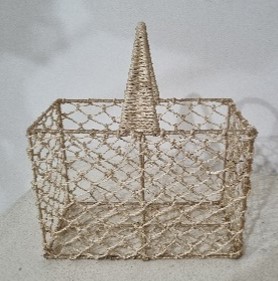 Abaca Kenia Twine Knitted Basket-Bleached